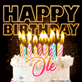 Ole - Animated Happy Birthday Cake GIF for WhatsApp