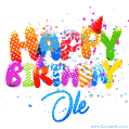 Happy Birthday Ole - Creative Personalized GIF With Name