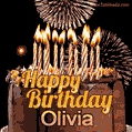 Chocolate Happy Birthday Cake for Olivia (GIF)