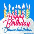 Happy Birthday GIF for Oluwatobiloba with Birthday Cake and Lit Candles