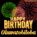 Wishing You A Happy Birthday, Oluwatobiloba! Best fireworks GIF animated greeting card.