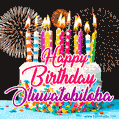 Amazing Animated GIF Image for Oluwatobiloba with Birthday Cake and Fireworks