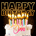 Om - Animated Happy Birthday Cake GIF for WhatsApp