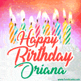 Happy Birthday GIF for Oriana with Birthday Cake and Lit Candles