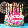 Amazing Animated GIF Image for Orville with Birthday Cake and Fireworks