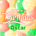 Happy Birthday Image for Oscar. Colorful Birthday Balloons GIF Animation.