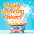 Happy Birthday, Oskar! Elegant cupcake with a sparkler.