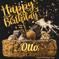 Celebrate Otto's birthday with a GIF featuring chocolate cake, a lit sparkler, and golden stars