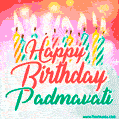 Happy Birthday GIF for Padmavati with Birthday Cake and Lit Candles