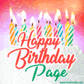 Happy Birthday GIF for Page with Birthday Cake and Lit Candles