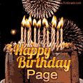Chocolate Happy Birthday Cake for Page (GIF)