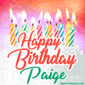 Happy Birthday GIF for Paige with Birthday Cake and Lit Candles