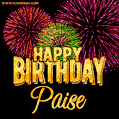 Wishing You A Happy Birthday, Paise! Best fireworks GIF animated greeting card.