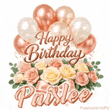 Happy Birthday Paislee animated greeting card with a gorgeous floral arrangement