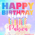 Animated Happy Birthday Cake with Name Pakwa and Burning Candles