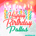 Happy Birthday GIF for Pallas with Birthday Cake and Lit Candles