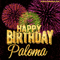 Wishing You A Happy Birthday, Paloma! Best fireworks GIF animated greeting card.