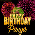 Wishing You A Happy Birthday, Panya! Best fireworks GIF animated greeting card.