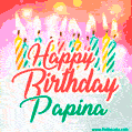 Happy Birthday GIF for Papina with Birthday Cake and Lit Candles