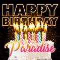 Paradise - Animated Happy Birthday Cake GIF Image for WhatsApp