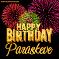 Wishing You A Happy Birthday, Paraskeve! Best fireworks GIF animated greeting card.
