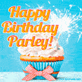 Happy Birthday, Parley! Elegant cupcake with a sparkler.