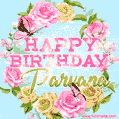 Beautiful Birthday Flowers Card for Parvana with Glitter Animated Butterflies
