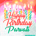 Happy Birthday GIF for Parvati with Birthday Cake and Lit Candles