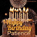 Chocolate Happy Birthday Cake for Patience (GIF)