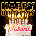 Patricio - Animated Happy Birthday Cake GIF for WhatsApp
