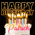 Patrick - Animated Happy Birthday Cake GIF for WhatsApp