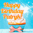 Happy Birthday, Patryk! Elegant cupcake with a sparkler.
