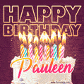 Pauleen - Animated Happy Birthday Cake GIF Image for WhatsApp
