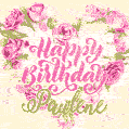 Pink rose heart shaped bouquet - Happy Birthday Card for Paulene