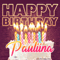 Pauliina - Animated Happy Birthday Cake GIF Image for WhatsApp