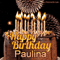 Chocolate Happy Birthday Cake for Paulina (GIF)