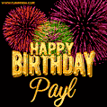 Wishing You A Happy Birthday, Payl! Best fireworks GIF animated greeting card.