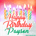 Happy Birthday GIF for Payson with Birthday Cake and Lit Candles