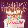 Pearlie - Animated Happy Birthday Cake GIF Image for WhatsApp