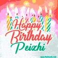 Happy Birthday GIF for Peizhi with Birthday Cake and Lit Candles
