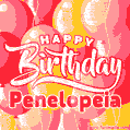 Happy Birthday Penelopeia - Colorful Animated Floating Balloons Birthday Card