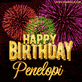 Wishing You A Happy Birthday, Penelopi! Best fireworks GIF animated greeting card.