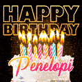 Penelopi - Animated Happy Birthday Cake GIF Image for WhatsApp