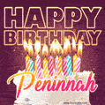Peninnah - Animated Happy Birthday Cake GIF Image for WhatsApp
