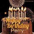 Chocolate Happy Birthday Cake for Perry (GIF)
