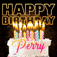Perry - Animated Happy Birthday Cake GIF Image for WhatsApp