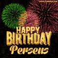 Wishing You A Happy Birthday, Perseus! Best fireworks GIF animated greeting card.
