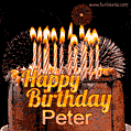 Chocolate Happy Birthday Cake for Peter (GIF)
