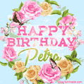 Beautiful Birthday Flowers Card for Petra with Animated Butterflies