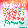 Happy Birthday GIF for Petronilla with Birthday Cake and Lit Candles